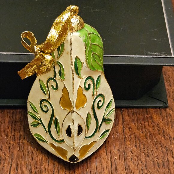 Vintage 2000 Y2K Dillard's Cloisonne Pear Tree Ornament - Picture 1 of 4